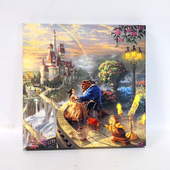 Thomas Kinkade Beauty And The Beast Disney Painting print, 14"x14", 2009 - Picture 2 of 9